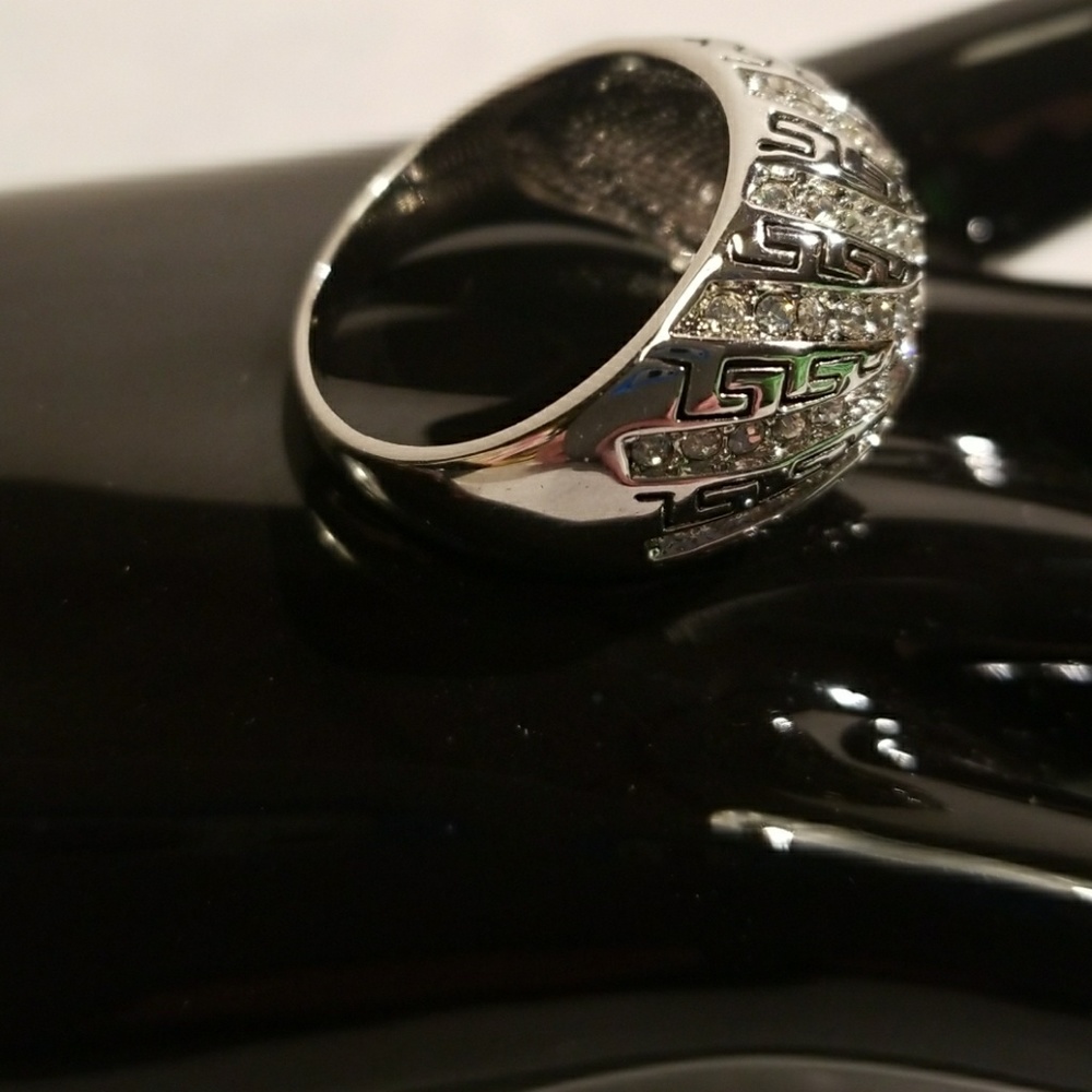 Silver Plate Crystal Dome Ring - image 5